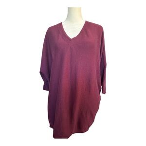 Pure J. Jill Women's V-Neck Sweater - Burgundy Dolman Large Petite